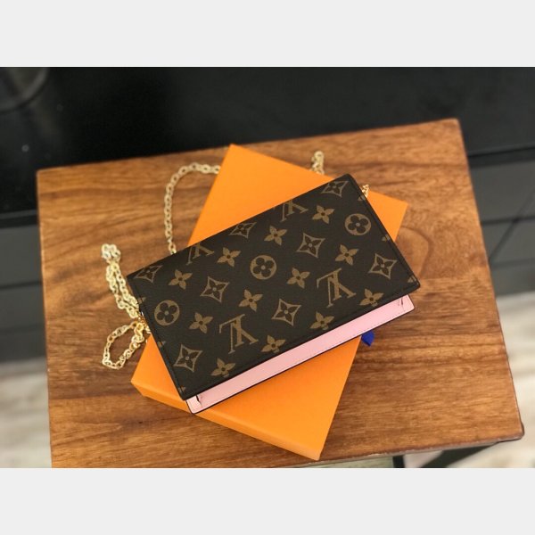 LOUIS VUITTON Brown Monogram Canvas Flore Chain Wallet - ShopperBoard